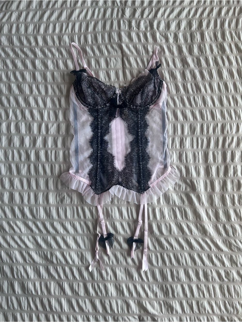 NWT Victoria's Secret Pink and Black Lace Bustier Corset (36B)